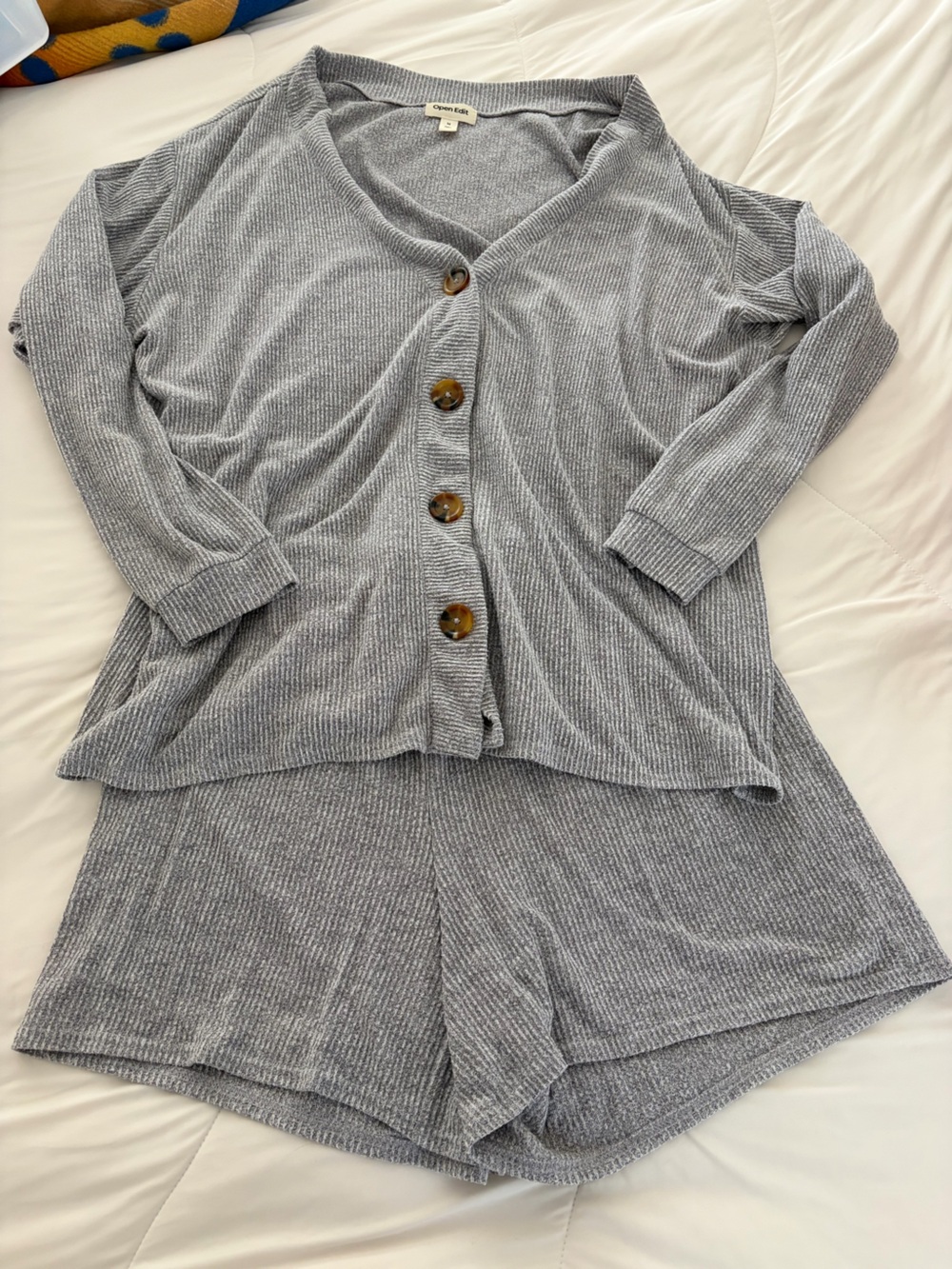 Cozy Knit Button-Front set in Light Gray